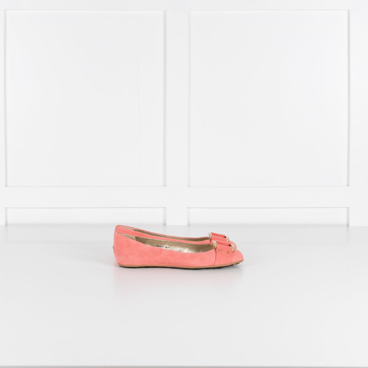 Jimmy Choo Light Coral Suede Morse Flat Shoe