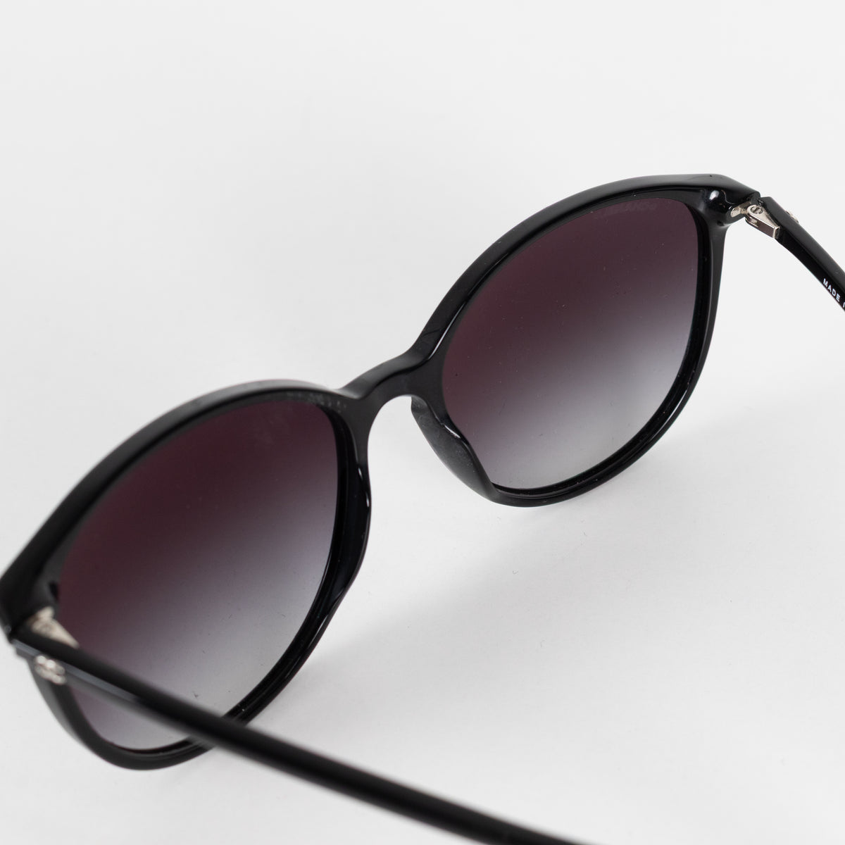Chanel Black Rounded Sunglasses with Narrow Arms