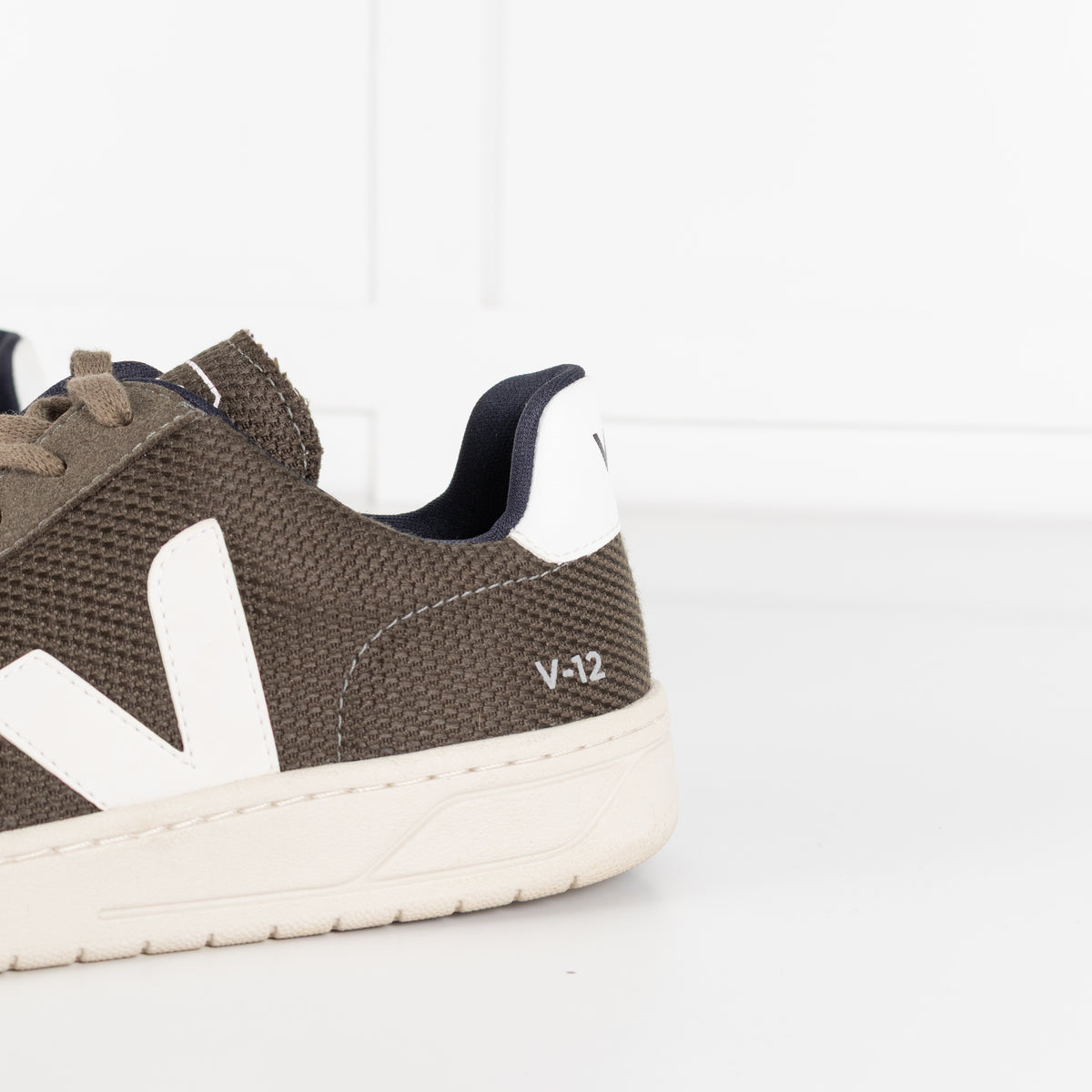 Veja V-12 Mesh Olive And White Trainers