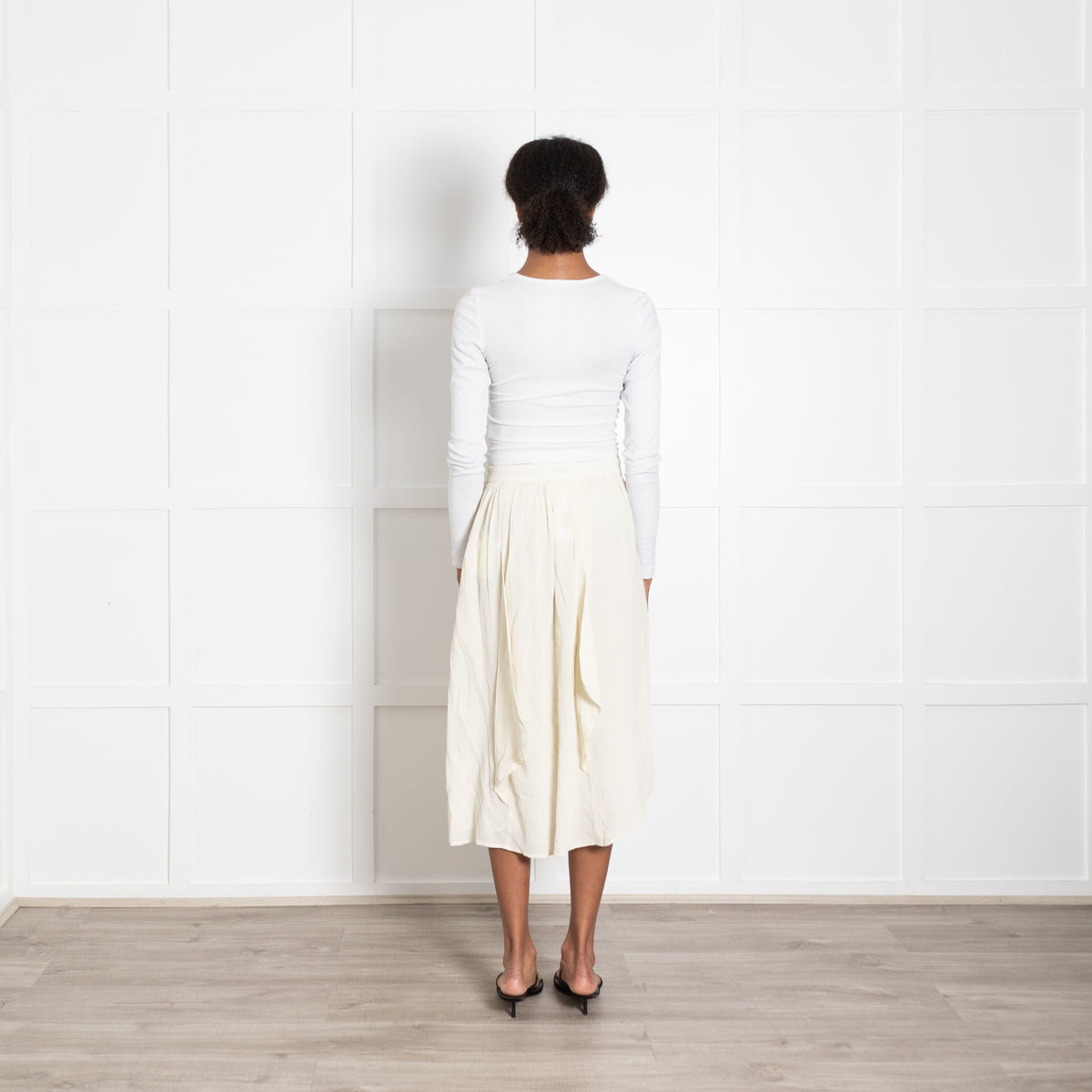 Isabel Marant Cream Crinkle Midi Skirt