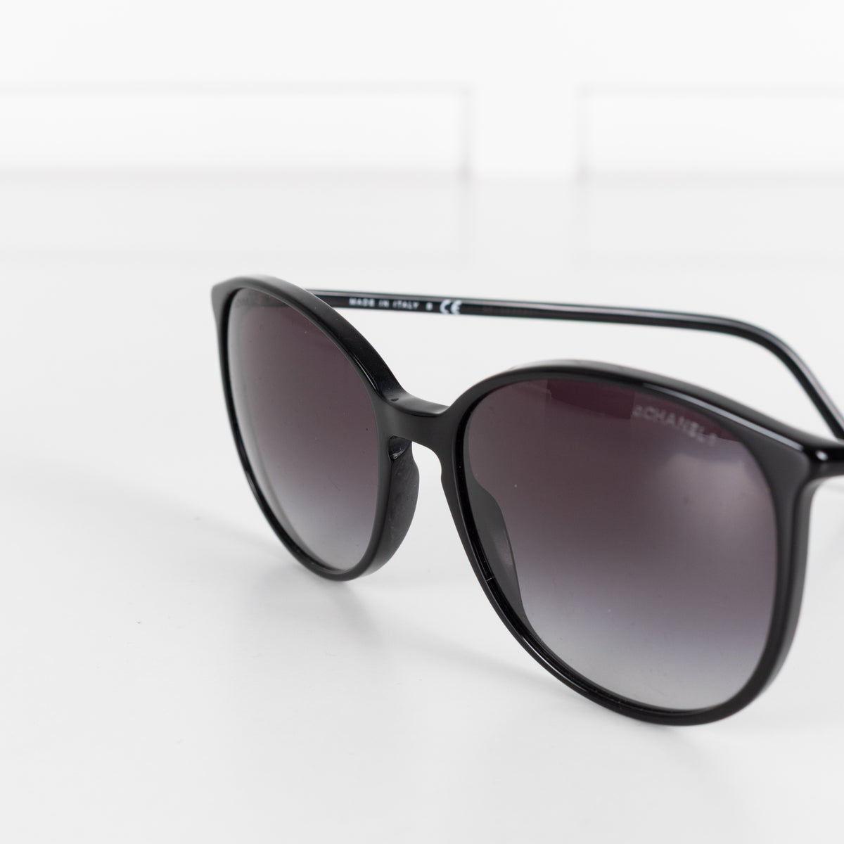 Chanel Black Rounded Sunglasses with Narrow Arms