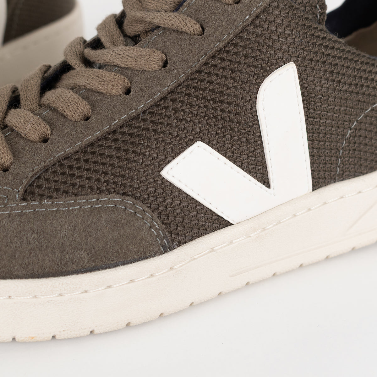 Veja V-12 Mesh Olive And White Trainers