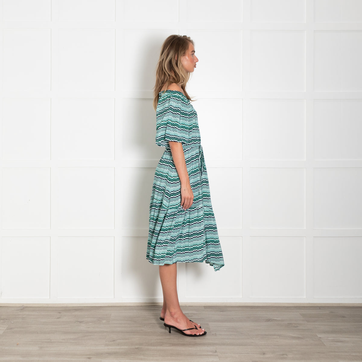 Cefinn Black & Zig Zag Midi Dress