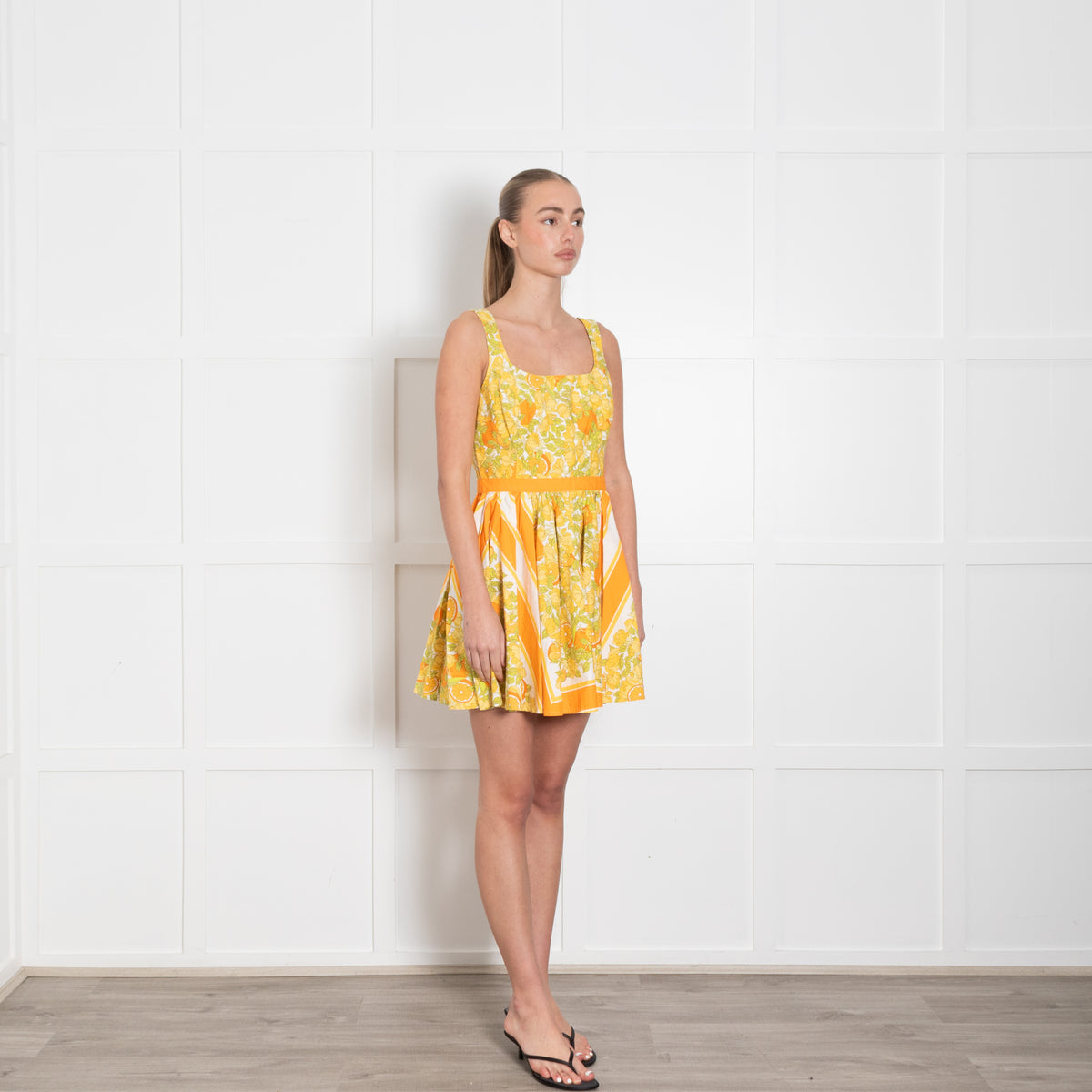 J Crew Yellow Orange Floral Sleeveless Mini Dress