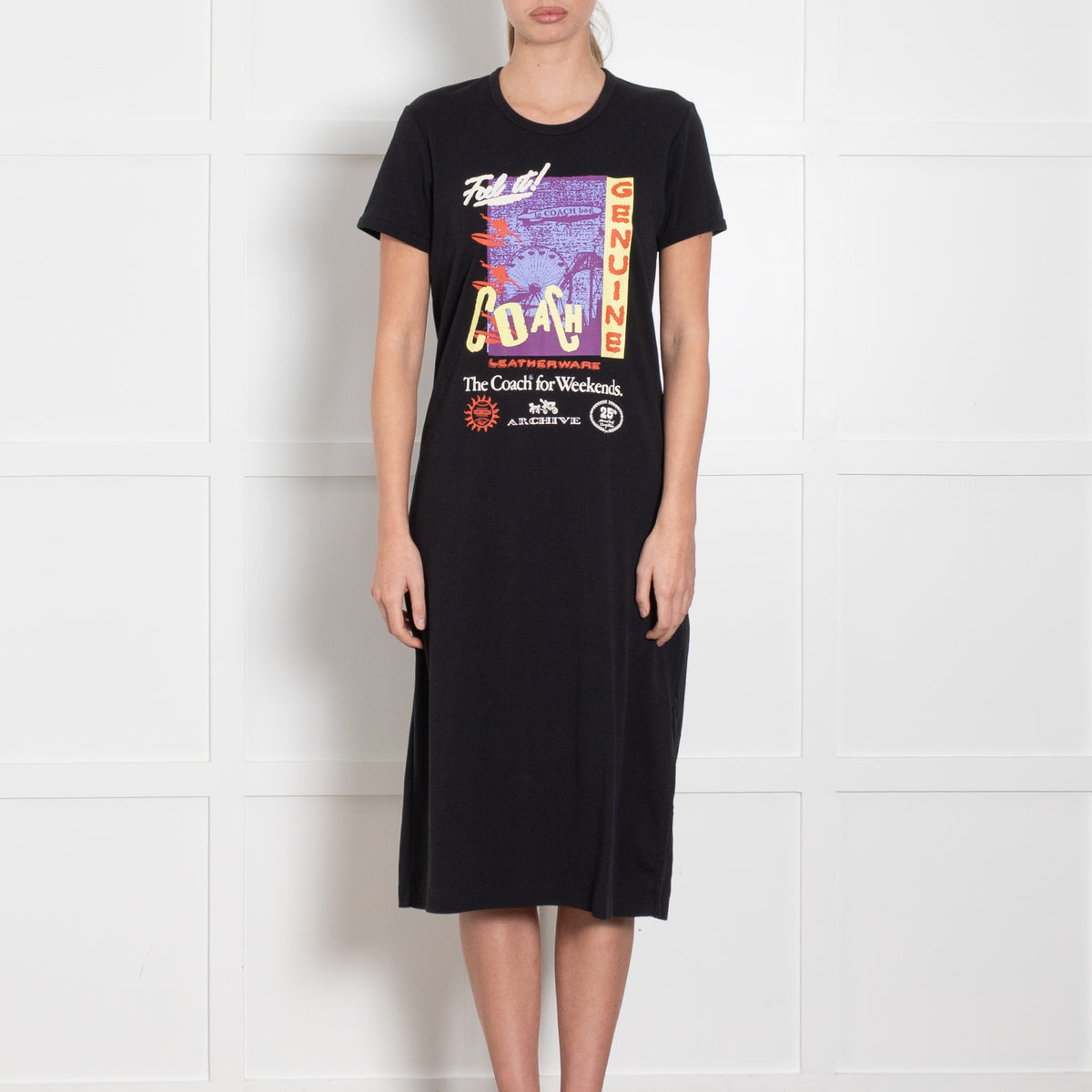 Coach Black Slogan Short Sleeve T-Shirt Dress