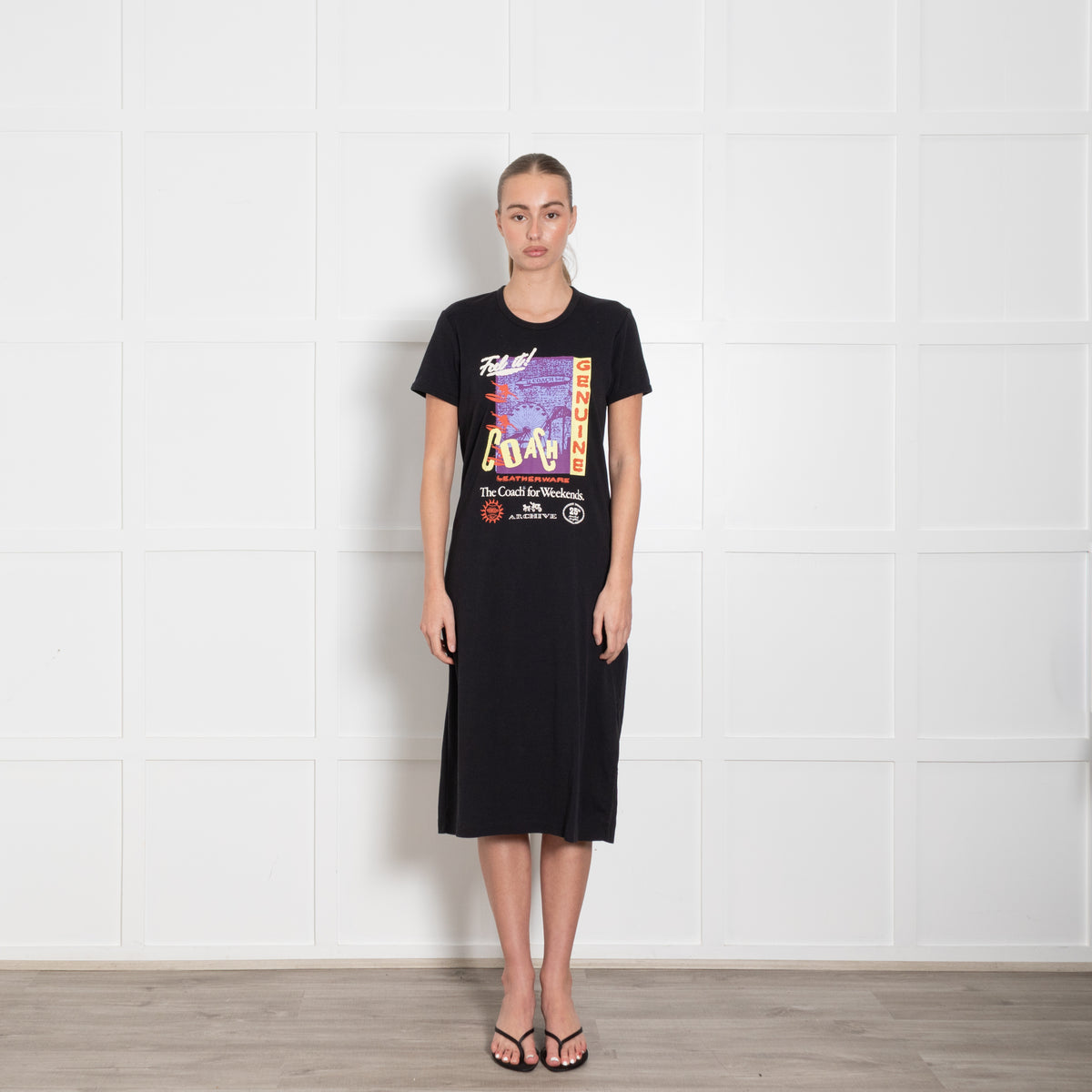 Coach Black Slogan Short Sleeve T-Shirt Dress