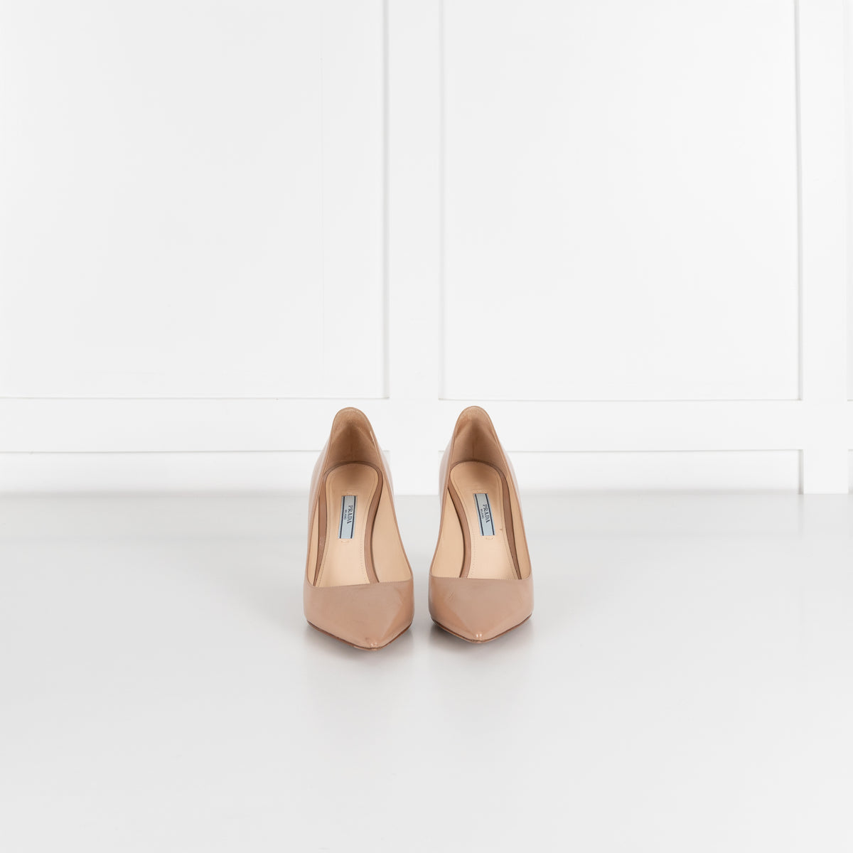 Prada Nude Gloss Saffiano Pointed Court Shoe
