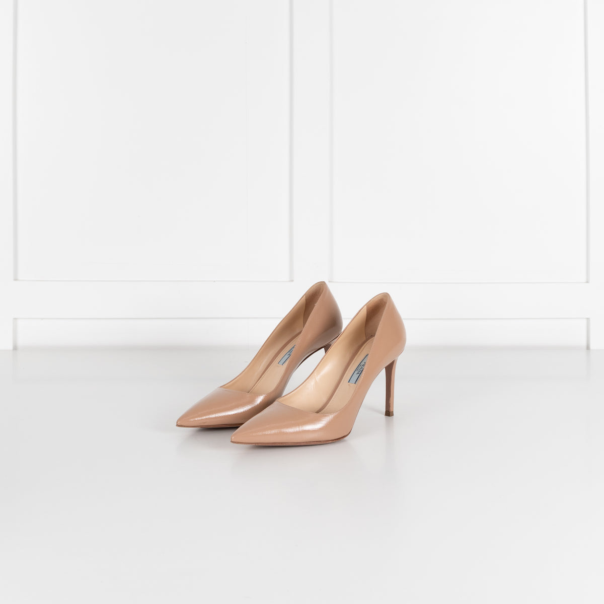 Prada Nude Gloss Saffiano Pointed Court Shoe
