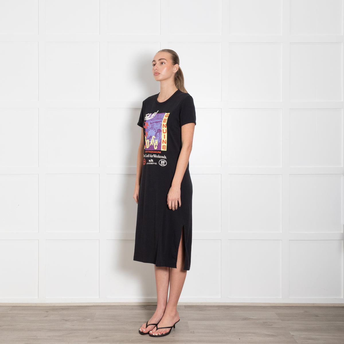 Coach Black Slogan Short Sleeve T-Shirt Dress