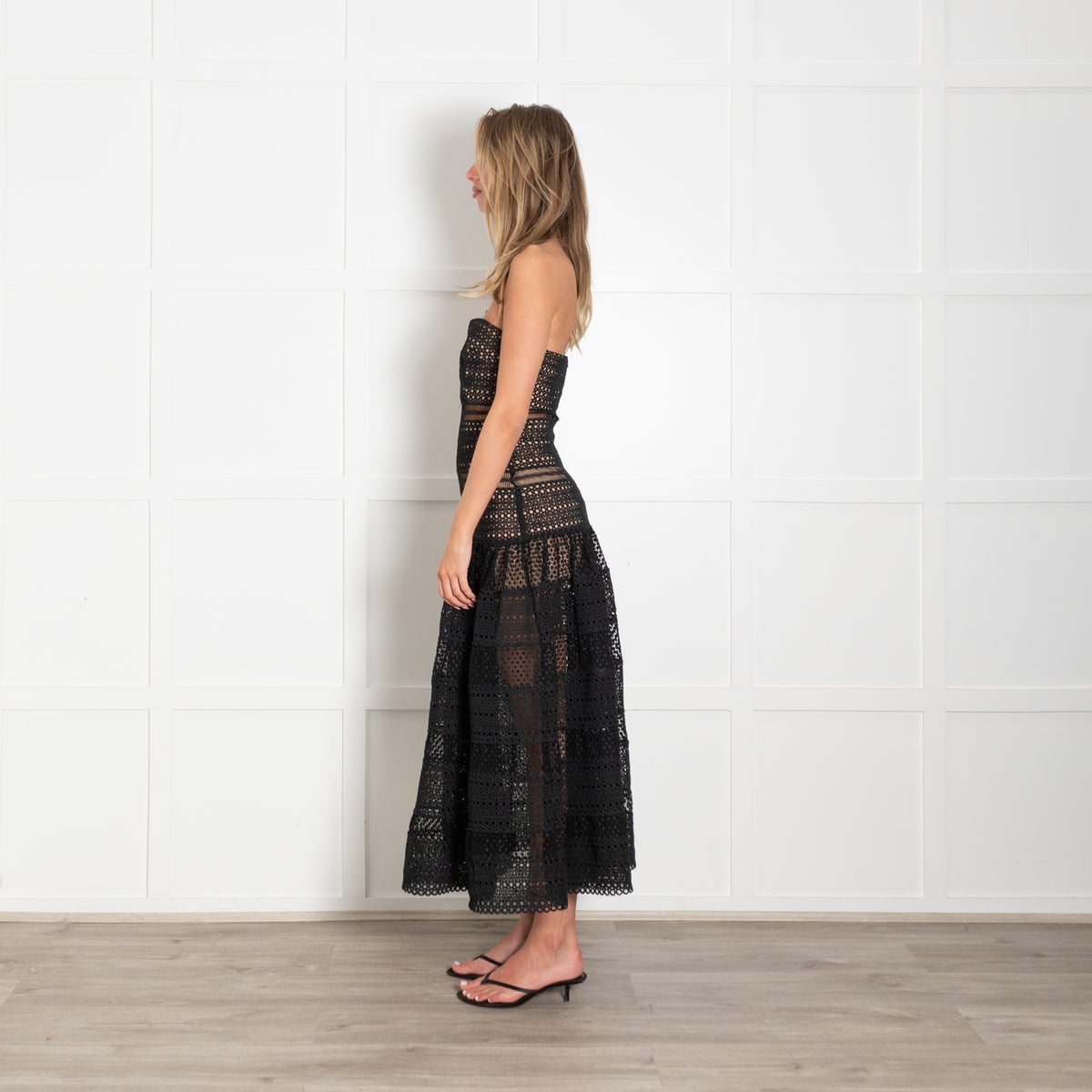 Self-Portrait Black Lace Strapless Dress