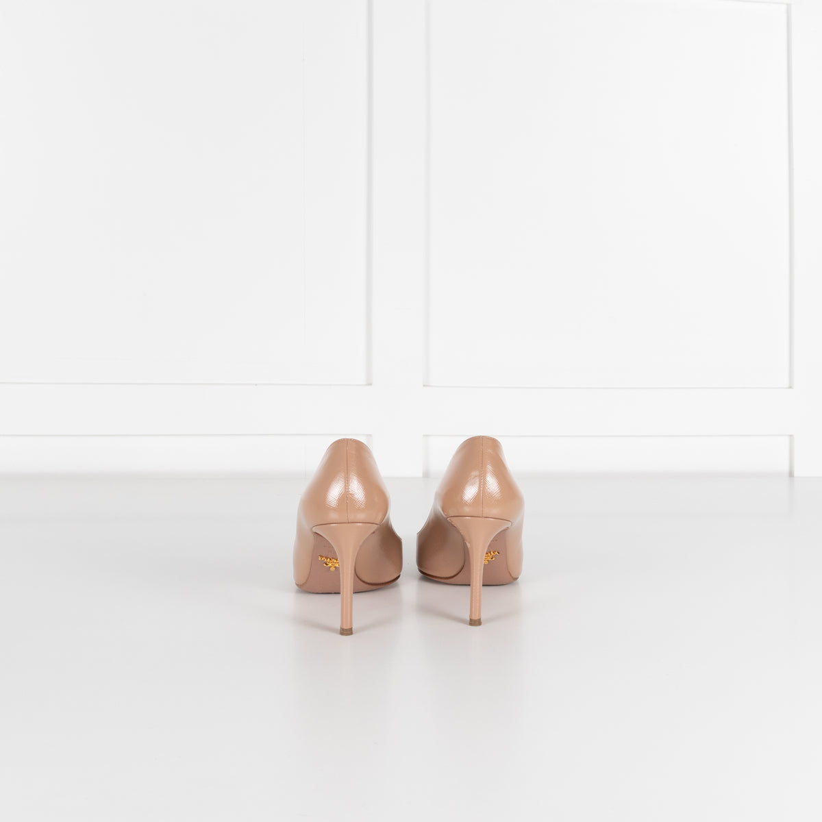 Prada Nude Gloss Saffiano Pointed Court Shoe