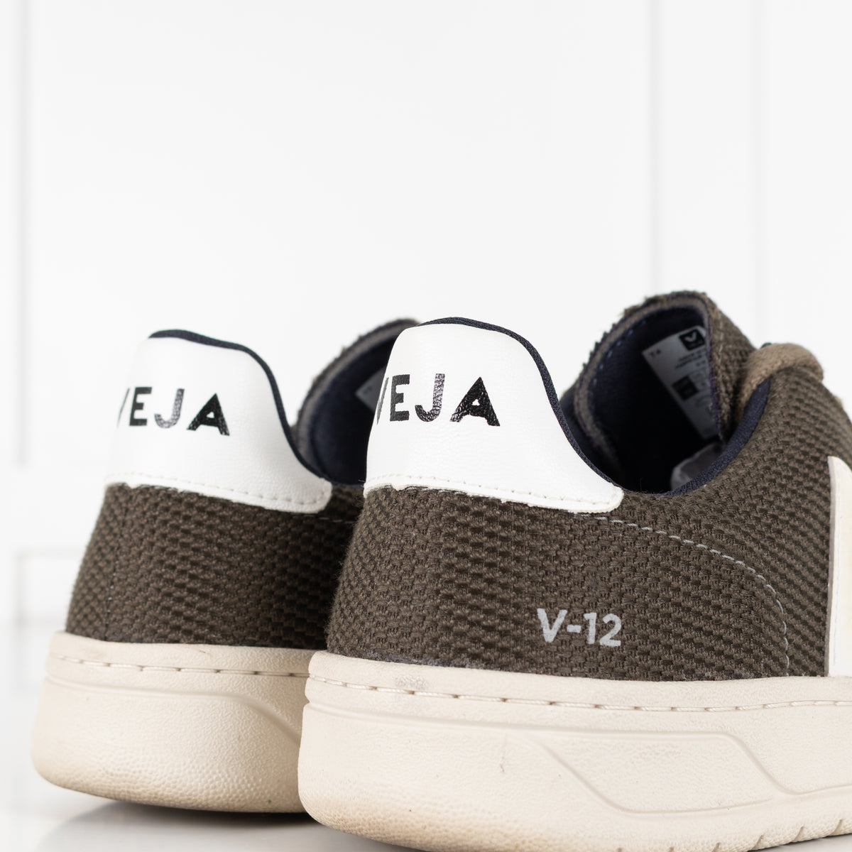Veja V-12 Mesh Olive And White Trainers