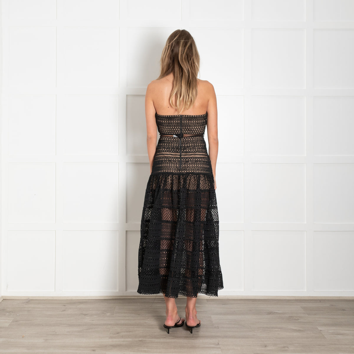 Self-Portrait Black Lace Strapless Dress