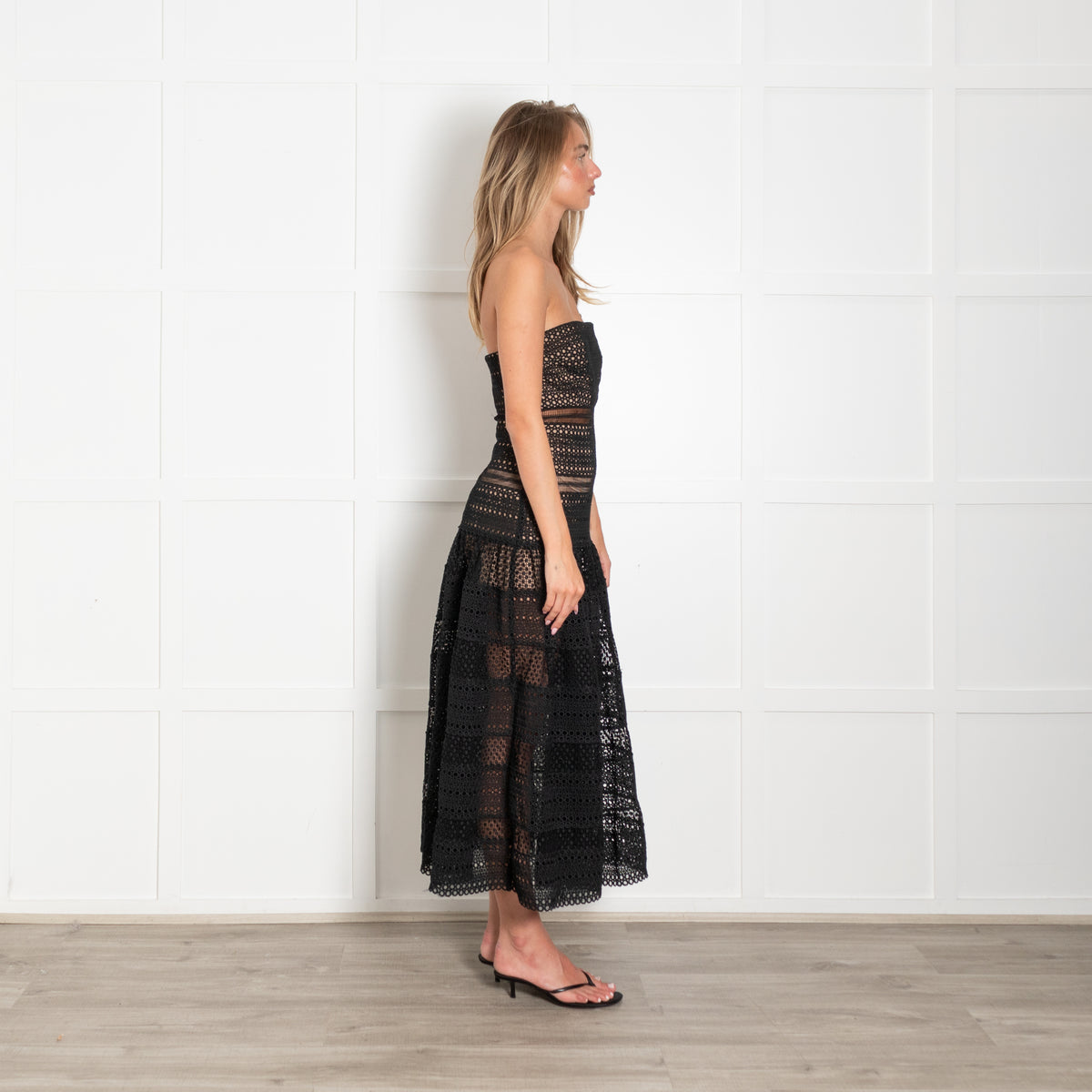 Self-Portrait Black Lace Strapless Dress
