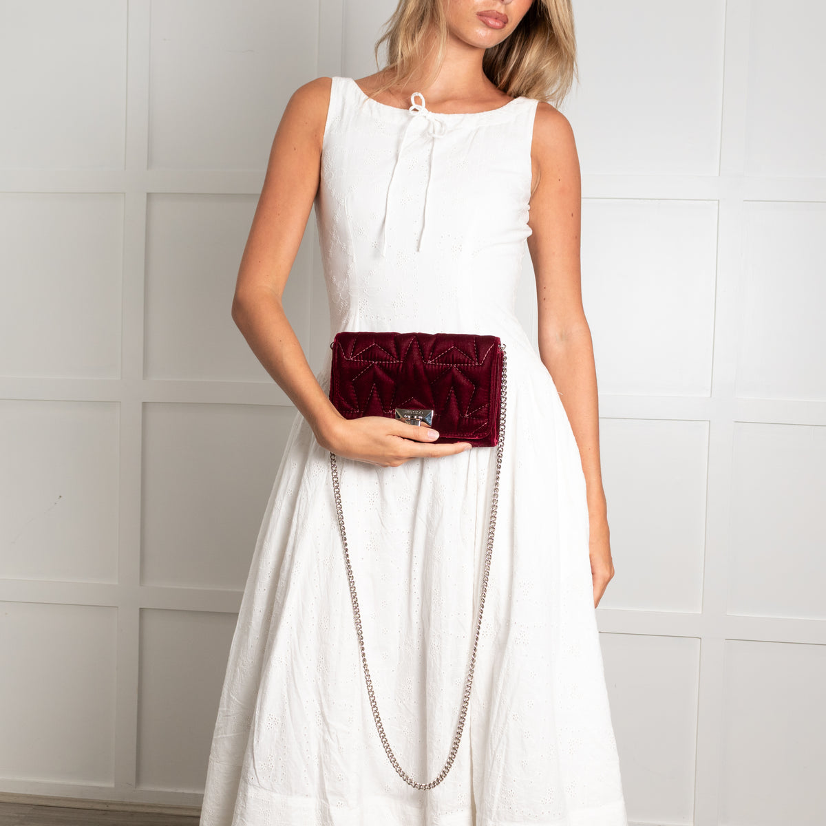 Jimmy Choo Burgundy Velvet Fold Over Clutch