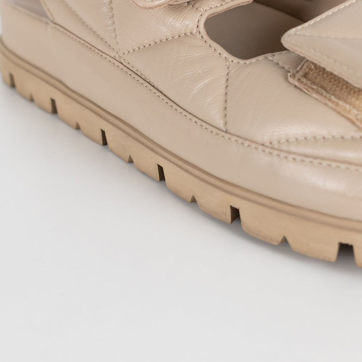 Prada Beige Monolith Quilted Leather Sandals With Chunky Sole