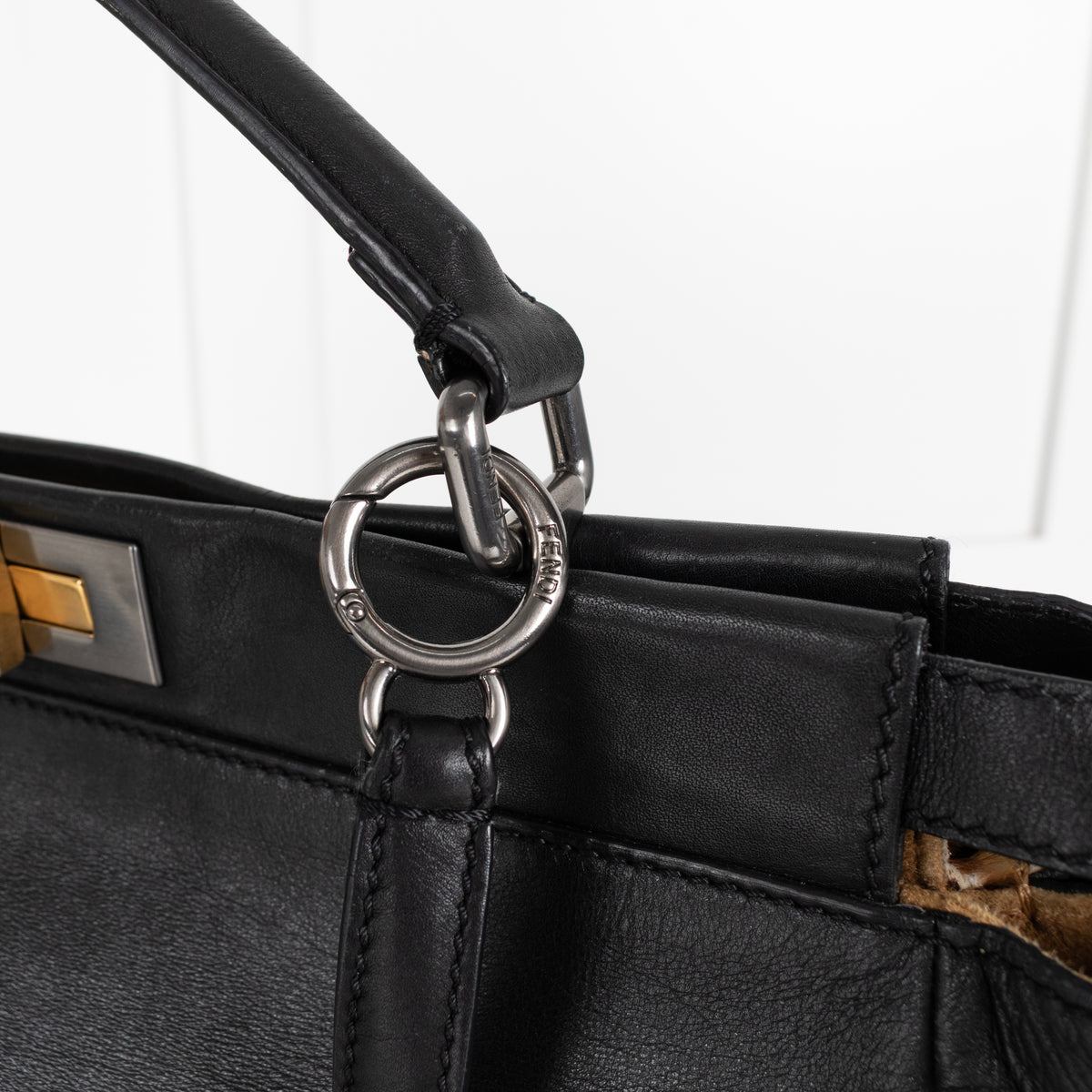 Fendi Vintage Peekaboo Large Leather & Cowhide 2 Way Handbag