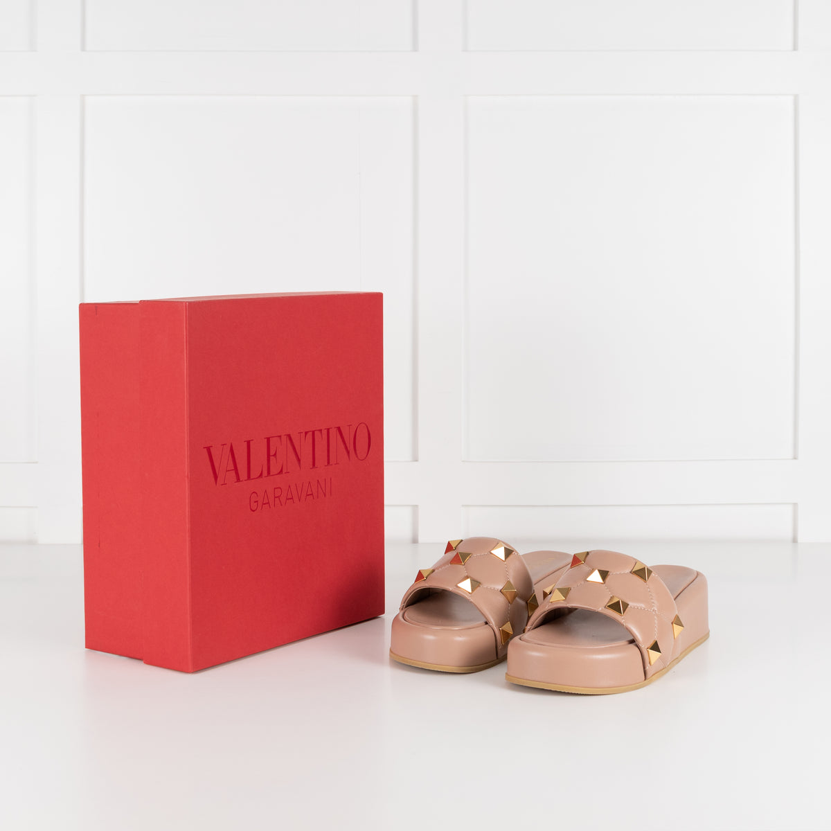 Valentino Garavani Rose Studded Flatform Sliders