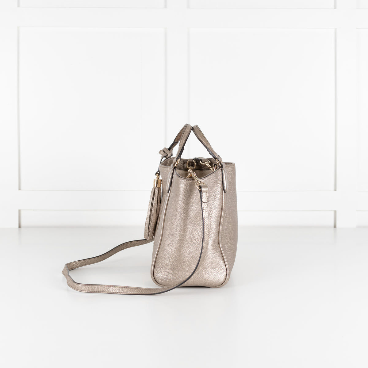 Gucci Soho Metallic Champagne Leather Small Tote bag