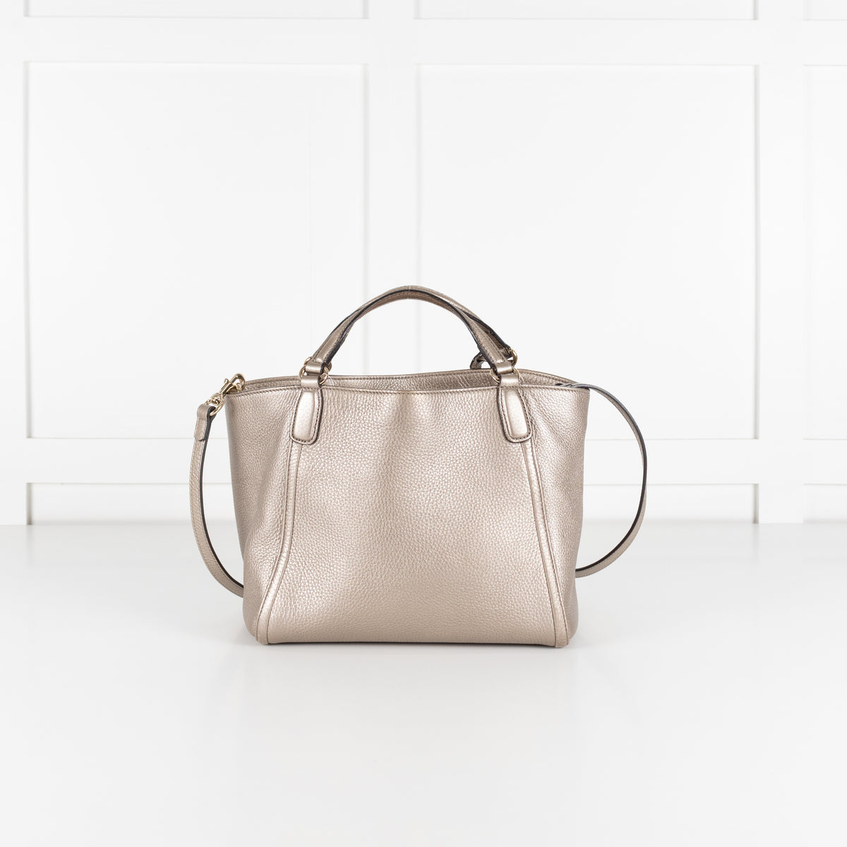 Gucci Soho Metallic Champagne Leather Small Tote bag