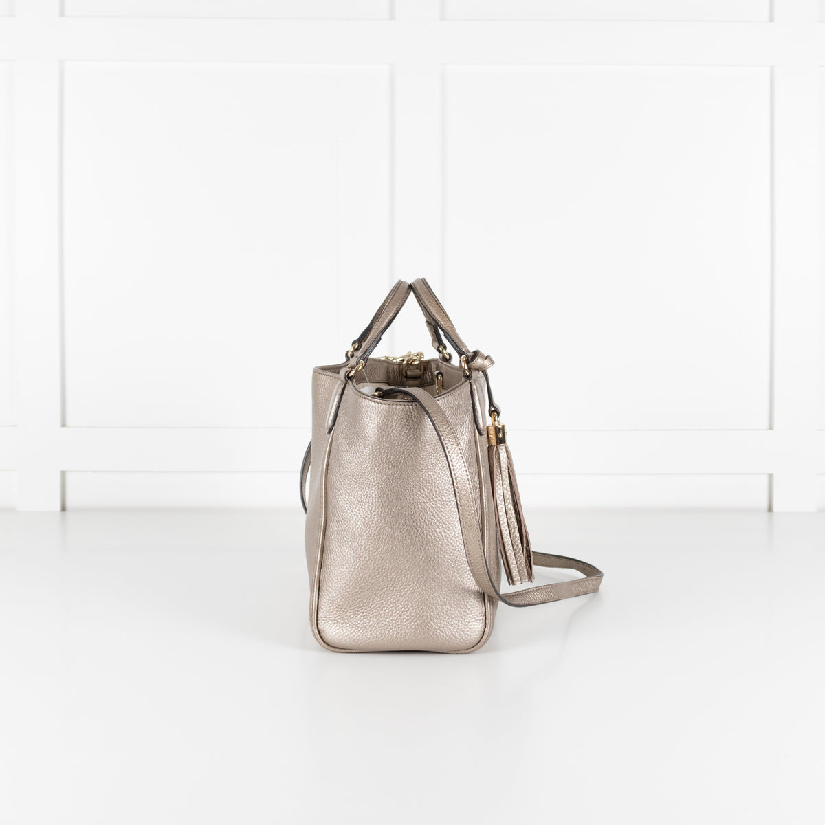 Gucci Soho Metallic Champagne Leather Small Tote bag