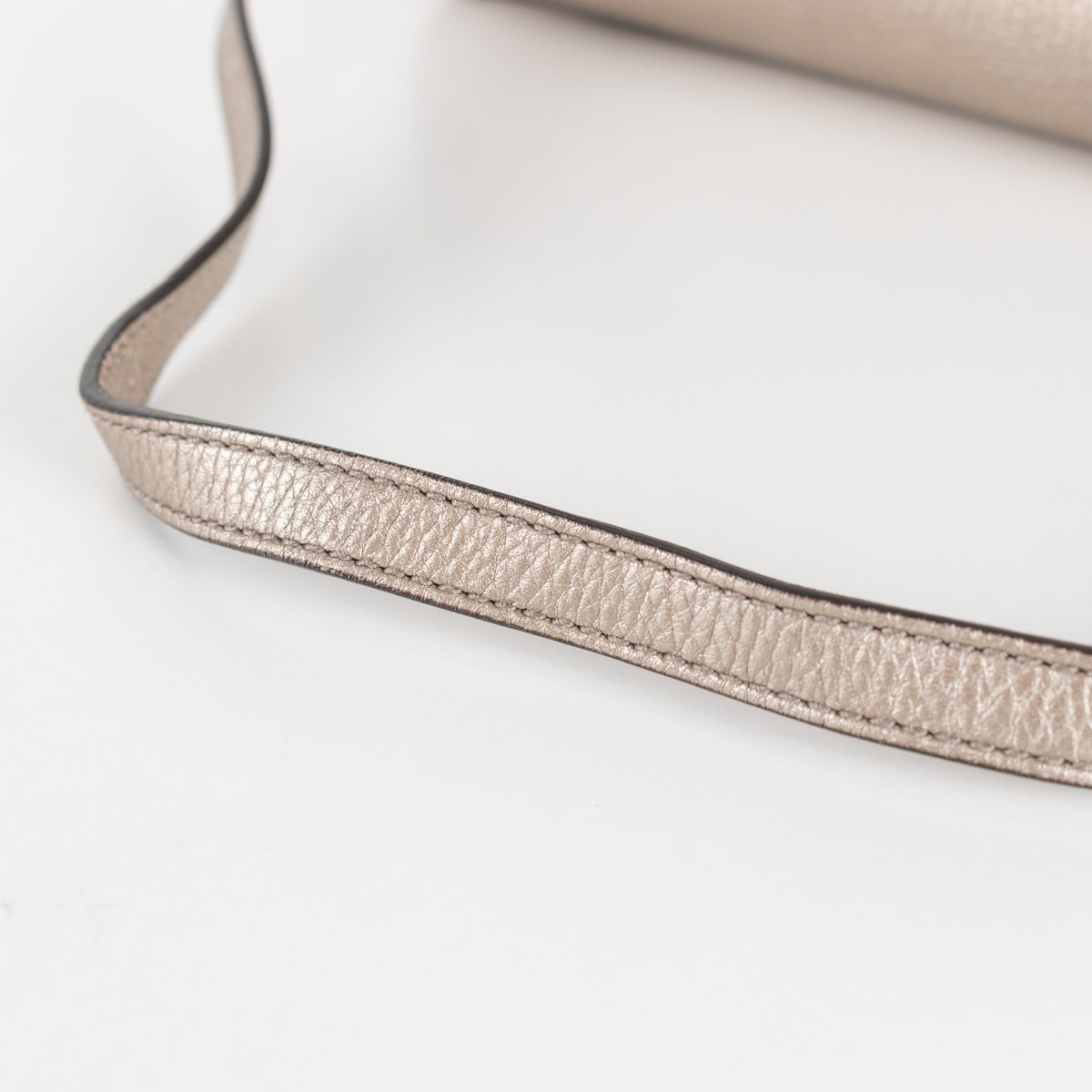 Gucci Soho Metallic Champagne Leather Small Tote bag