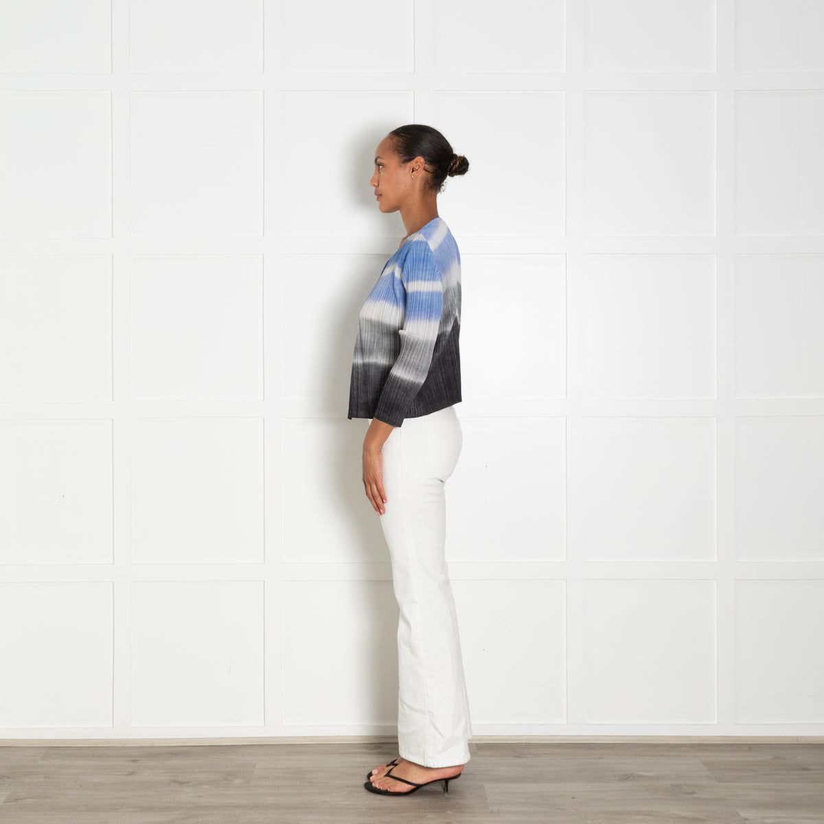Pleats Please Grey Lilac Striped Pleated Jacket