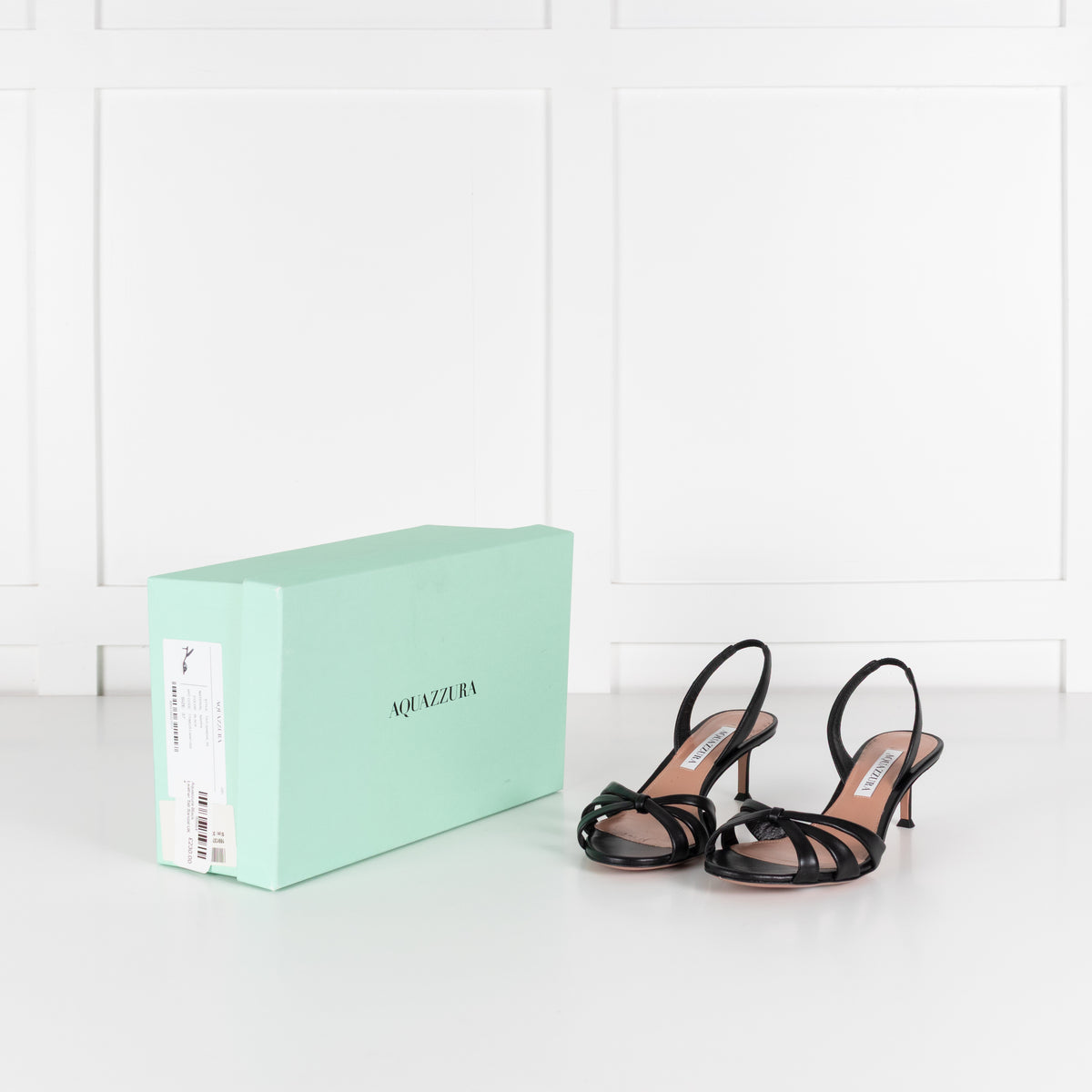 Aquazzura Black Leather Tati Sandal