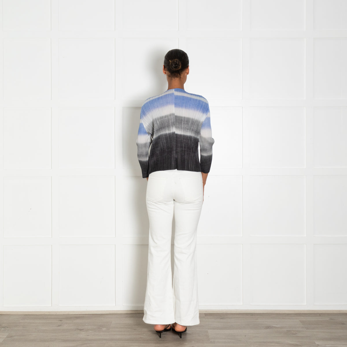 Pleats Please Grey Lilac Striped Pleated Jacket