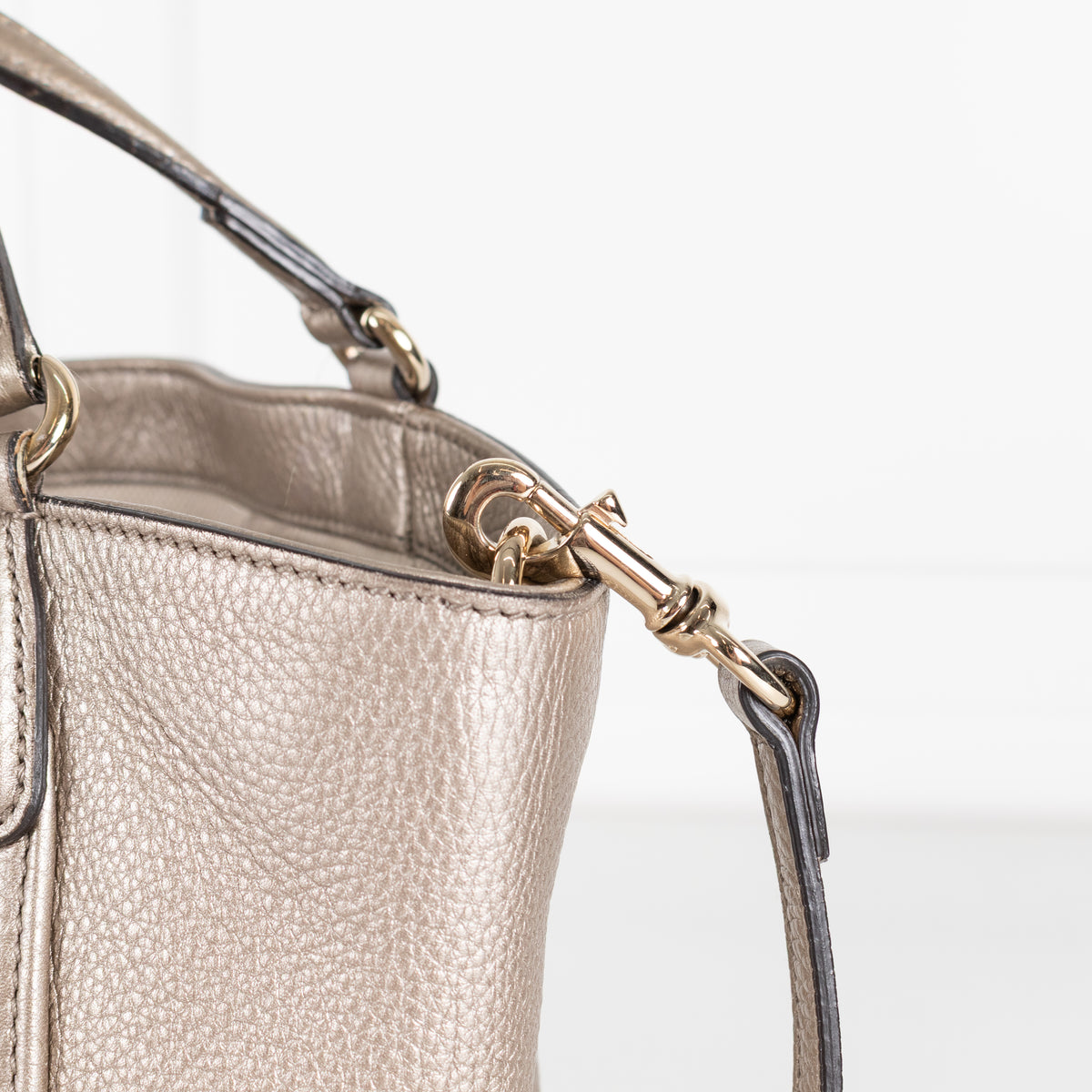 Gucci Soho Metallic Champagne Leather Small Tote bag