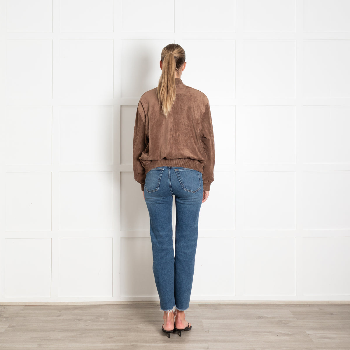 Blank NYC Faux Suede Brown Bomber Jacket