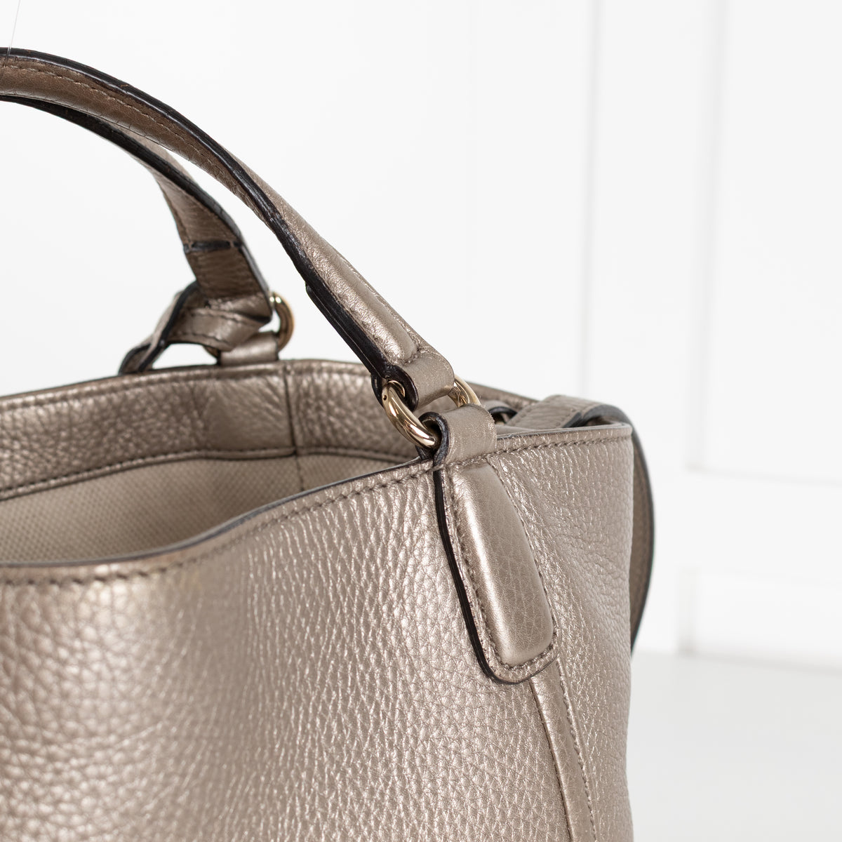 Gucci Soho Metallic Champagne Leather Small Tote bag
