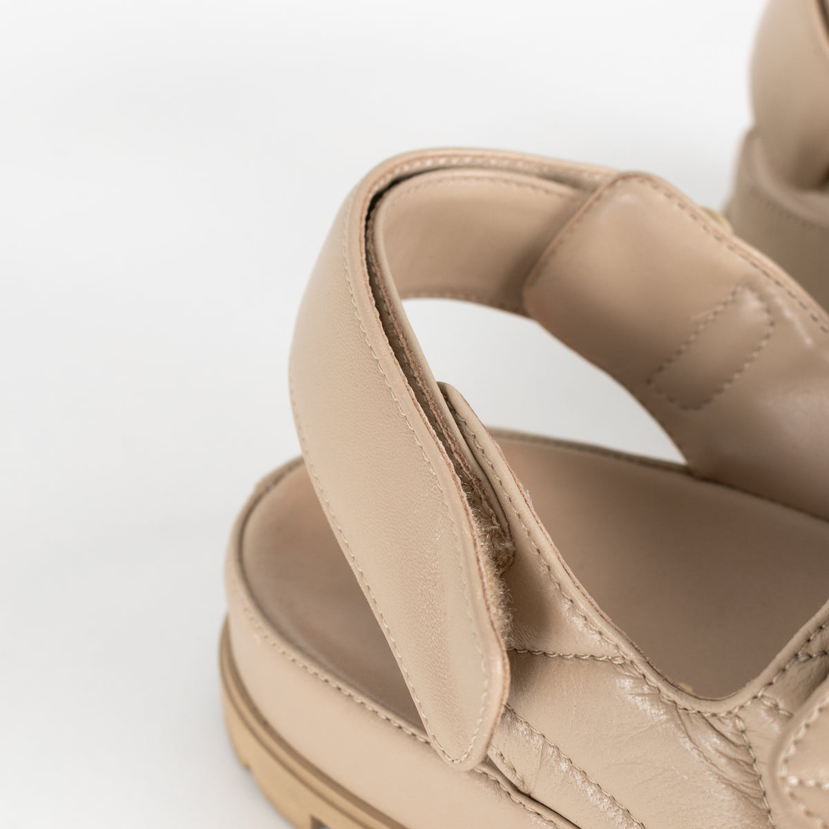 Prada Beige Monolith Quilted Leather Sandals With Chunky Sole