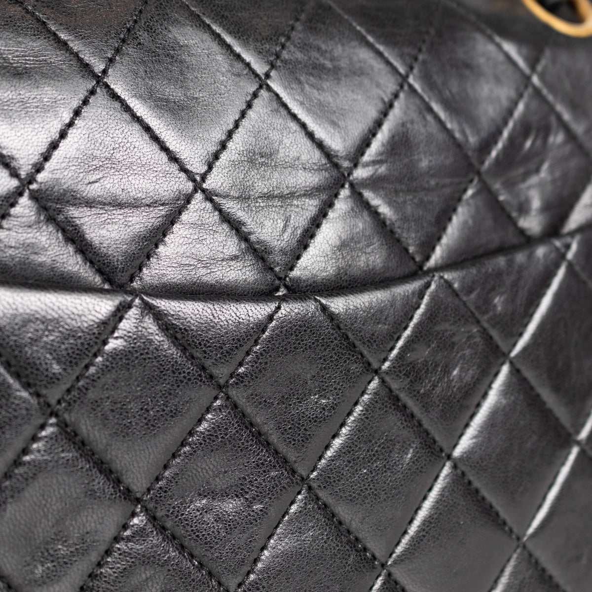 Chanel Black Lambskin Square Matelasse  Double Shoulder Bag