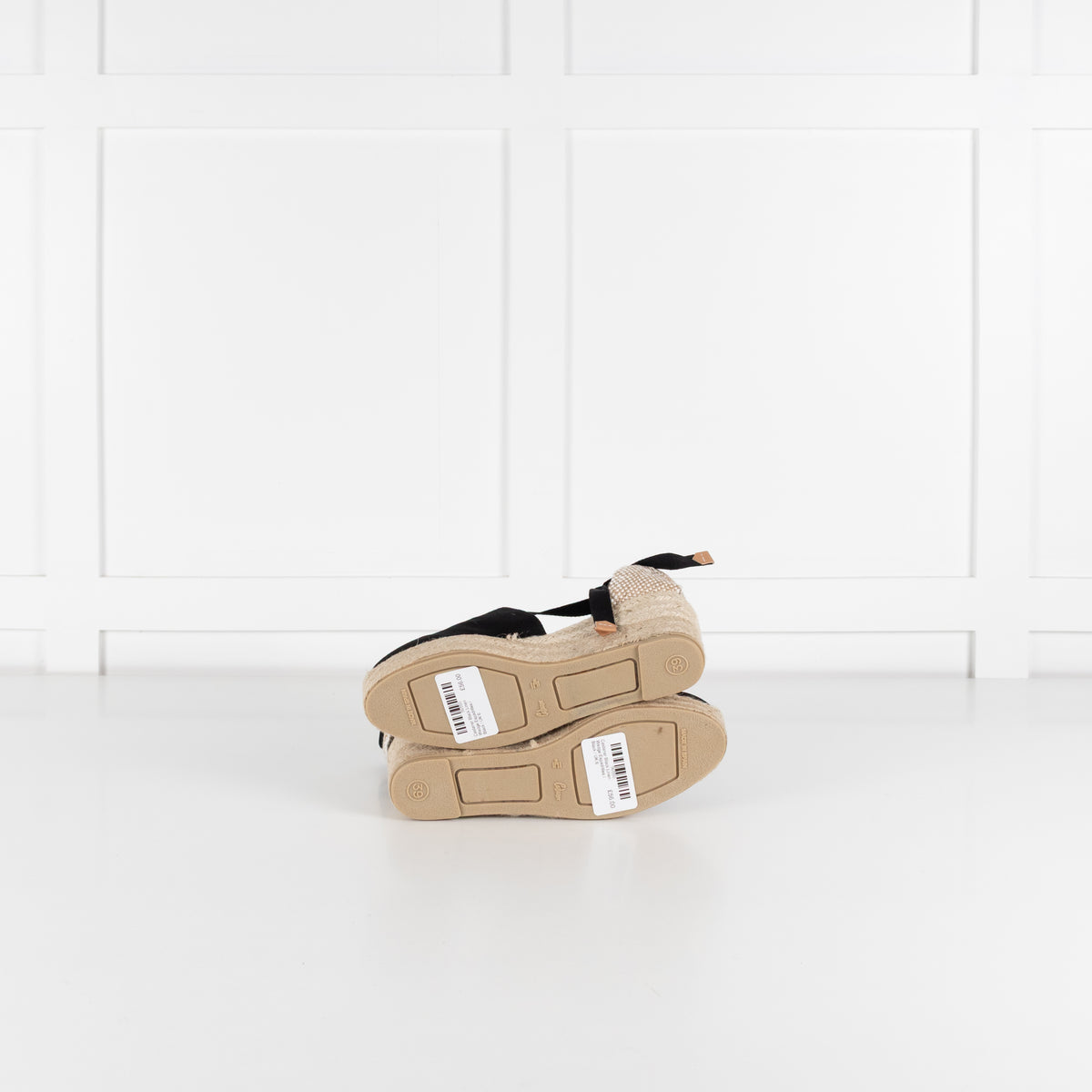 Castaner Black Linen Wedge Espadrilles