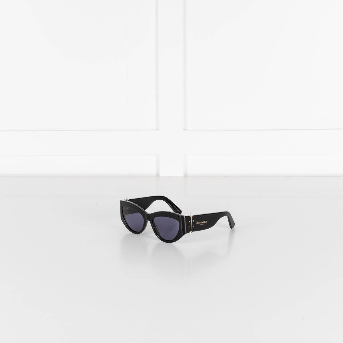 Christian Dior Black Faux Pearl Detail Sunglasses