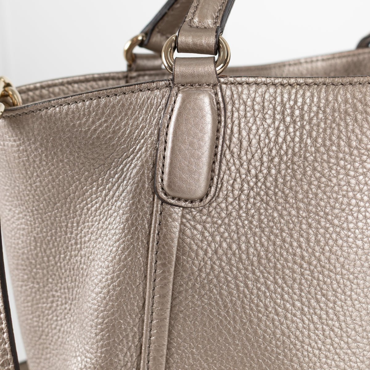 Gucci Soho Metallic Champagne Leather Small Tote bag