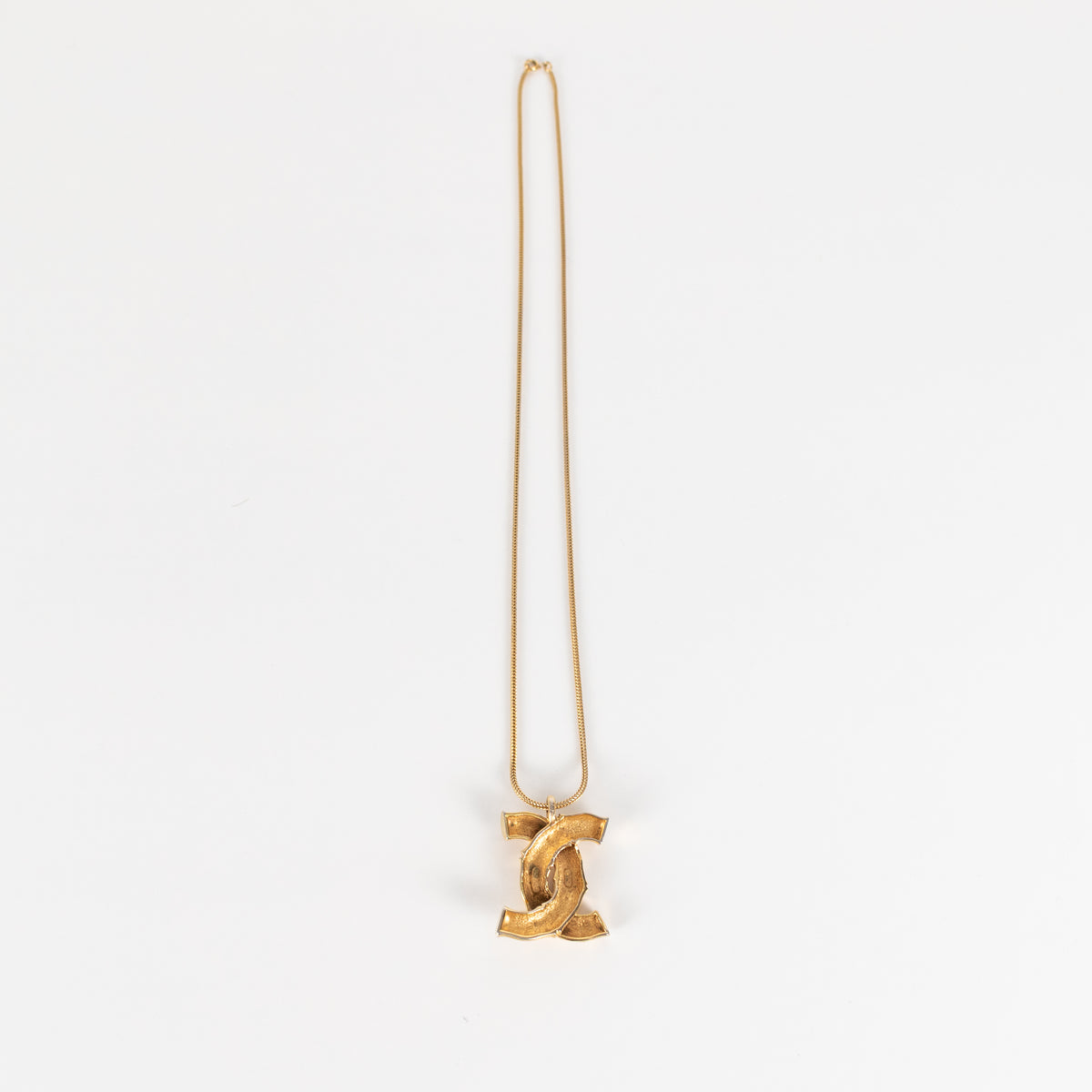 Chanel Gold Tone Coco Mark Bamboo Necklace