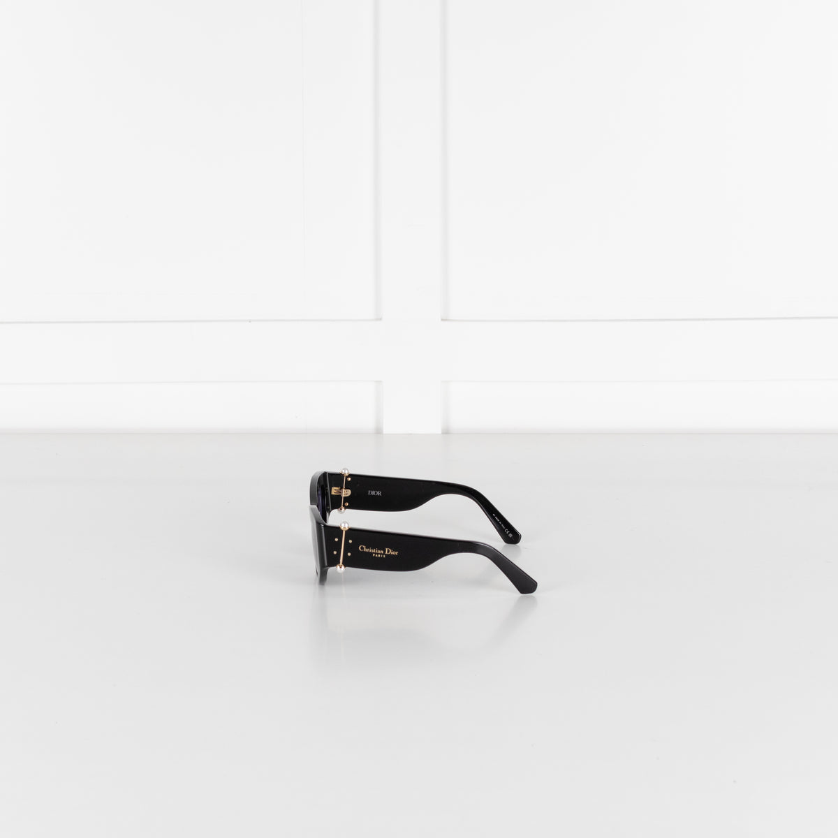 Christian Dior Black Faux Pearl Detail Sunglasses
