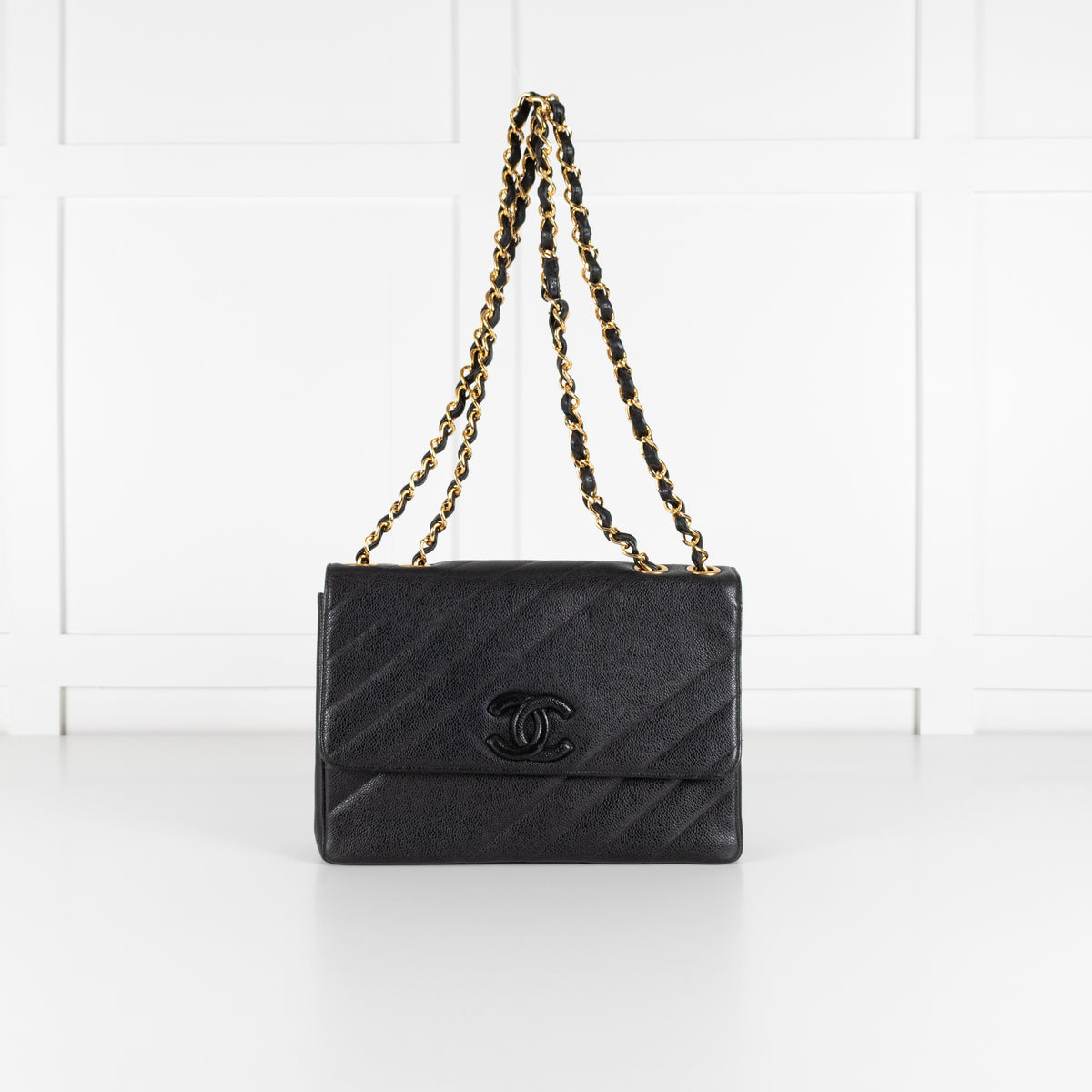 Chanel Black Caviar Leather Vintage Shoulder Bag