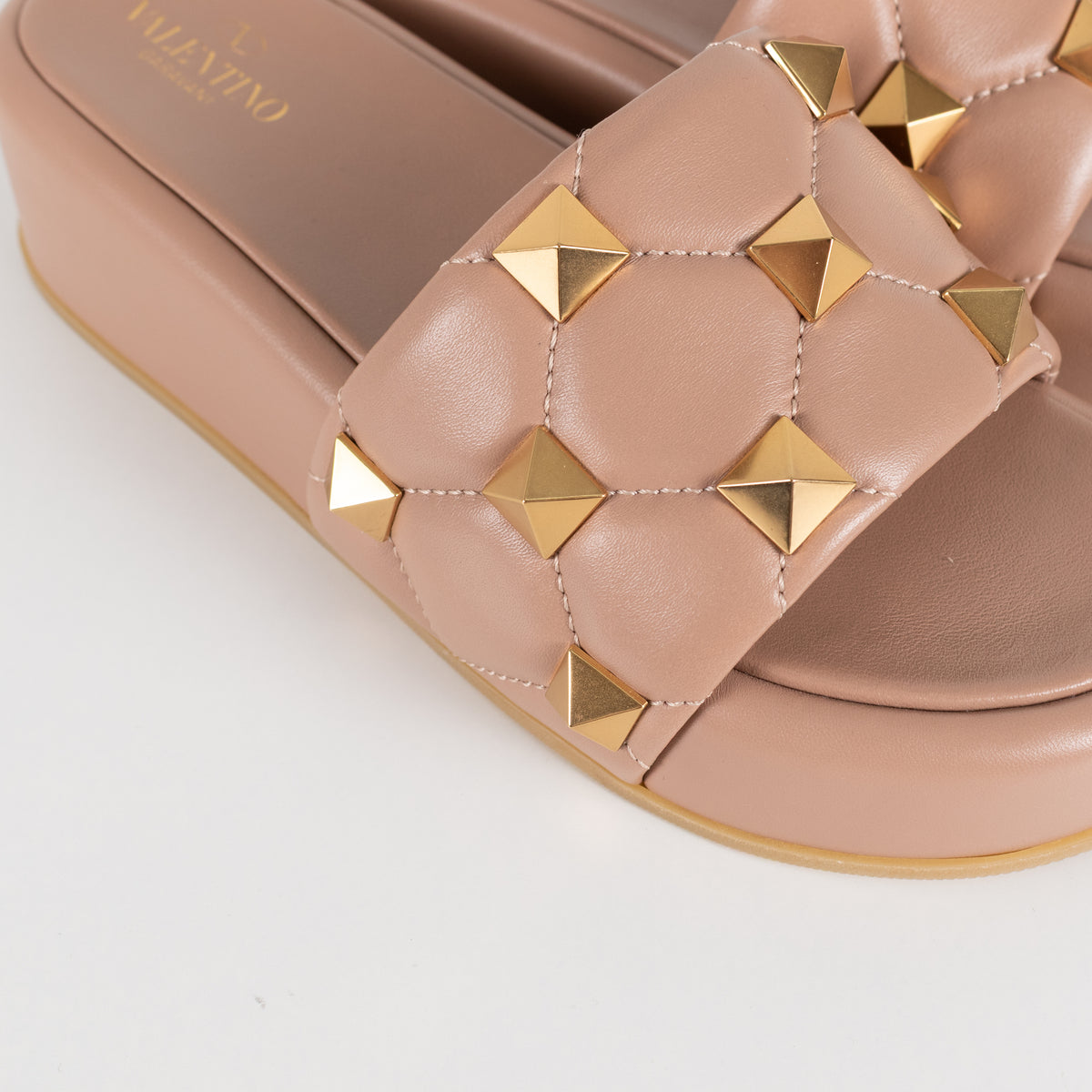 Valentino Garavani Rose Studded Flatform Sliders
