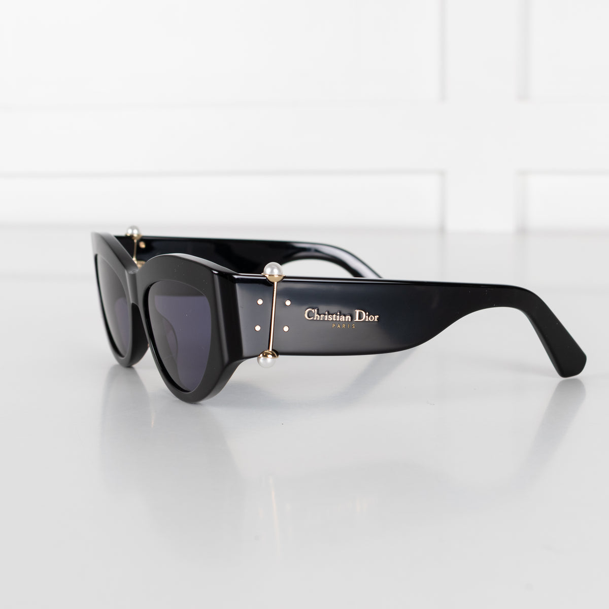 Christian Dior Black Faux Pearl Detail Sunglasses