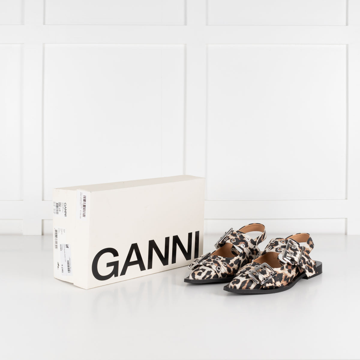 Ganni Leopard Buckle Ballet Shoes
