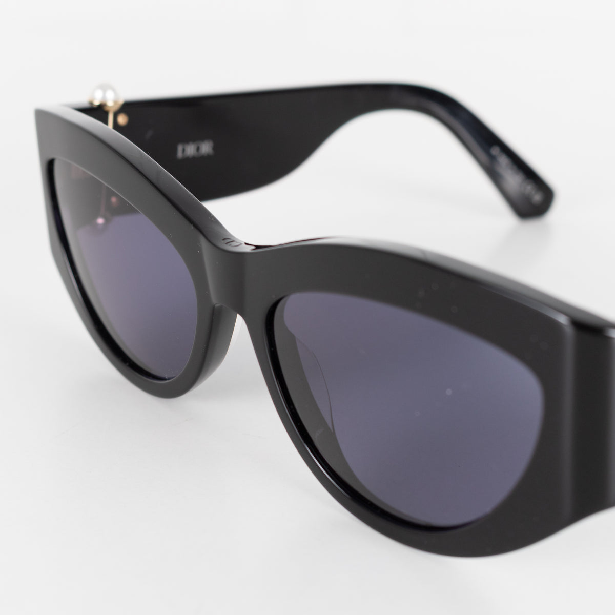 Christian Dior Black Faux Pearl Detail Sunglasses