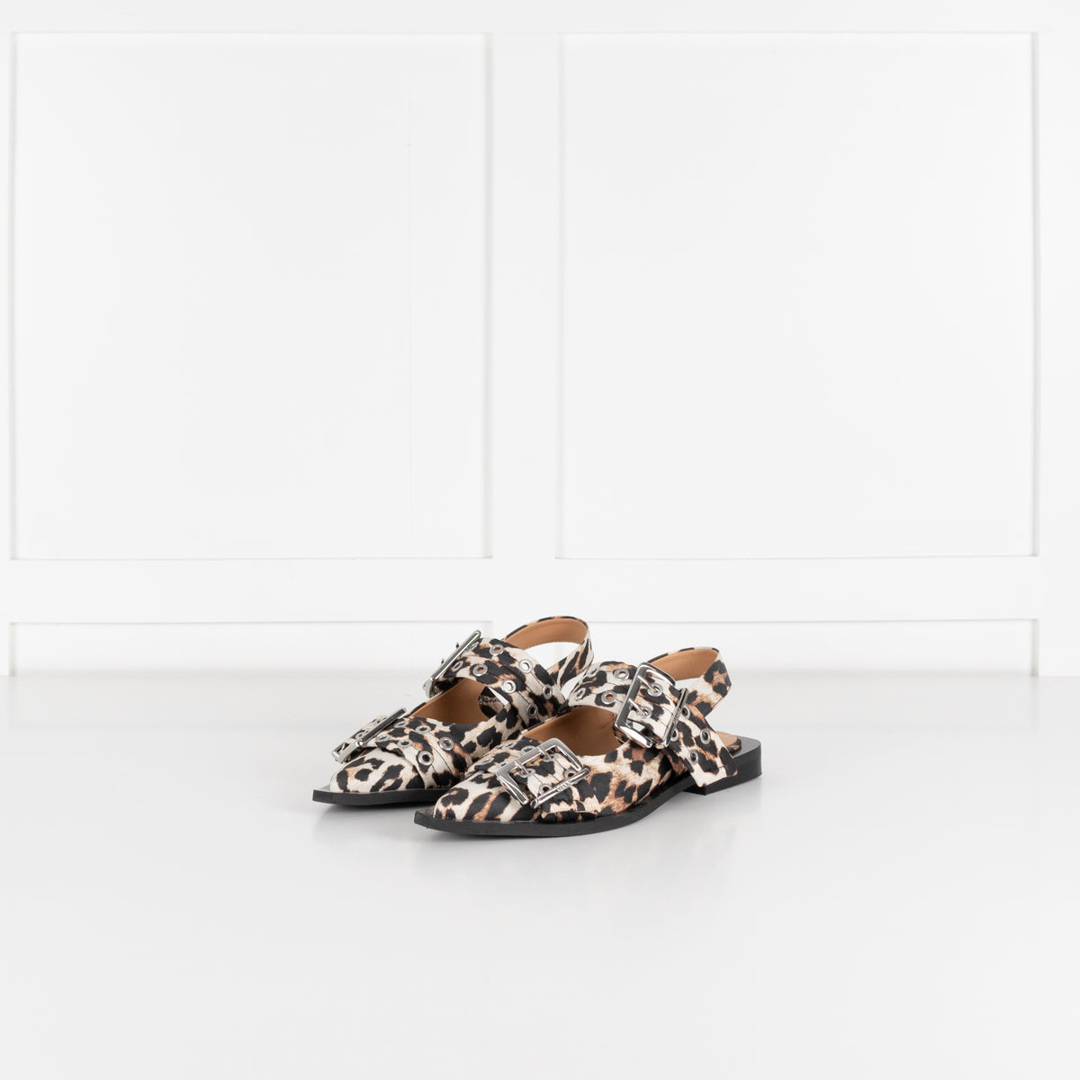 Ganni Leopard Buckle Ballet Shoes