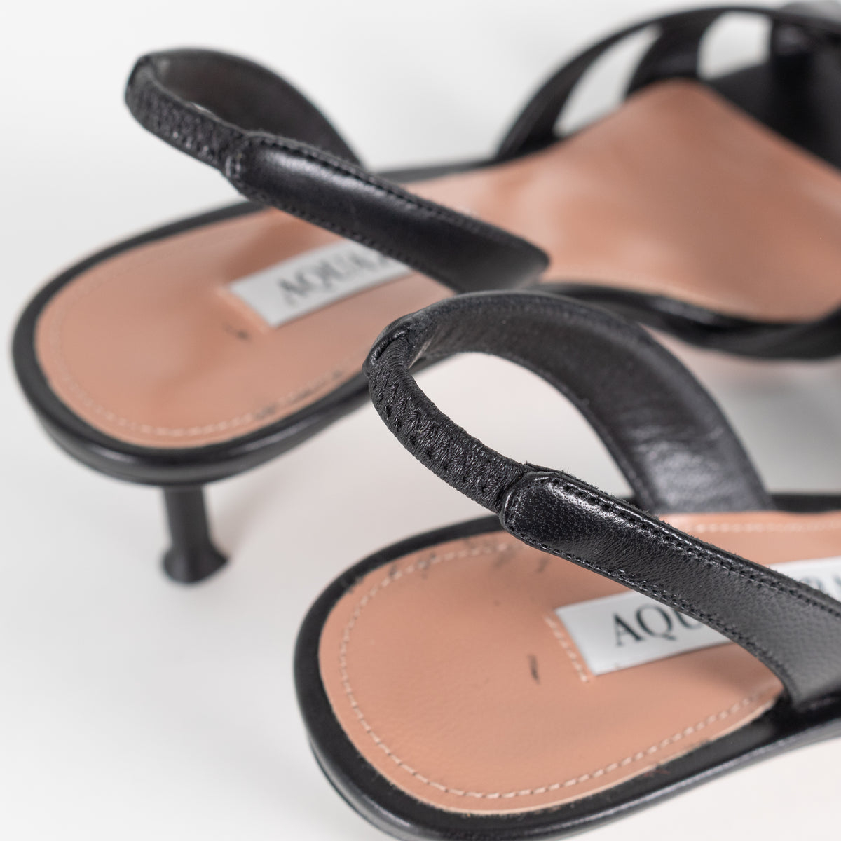 Aquazzura Black Leather Tati Sandal