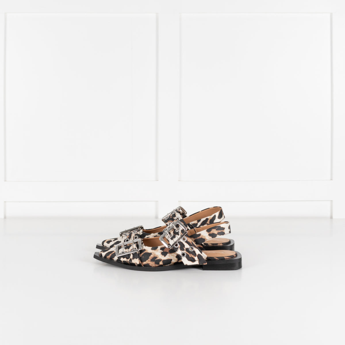 Ganni Leopard Buckle Ballet Shoes
