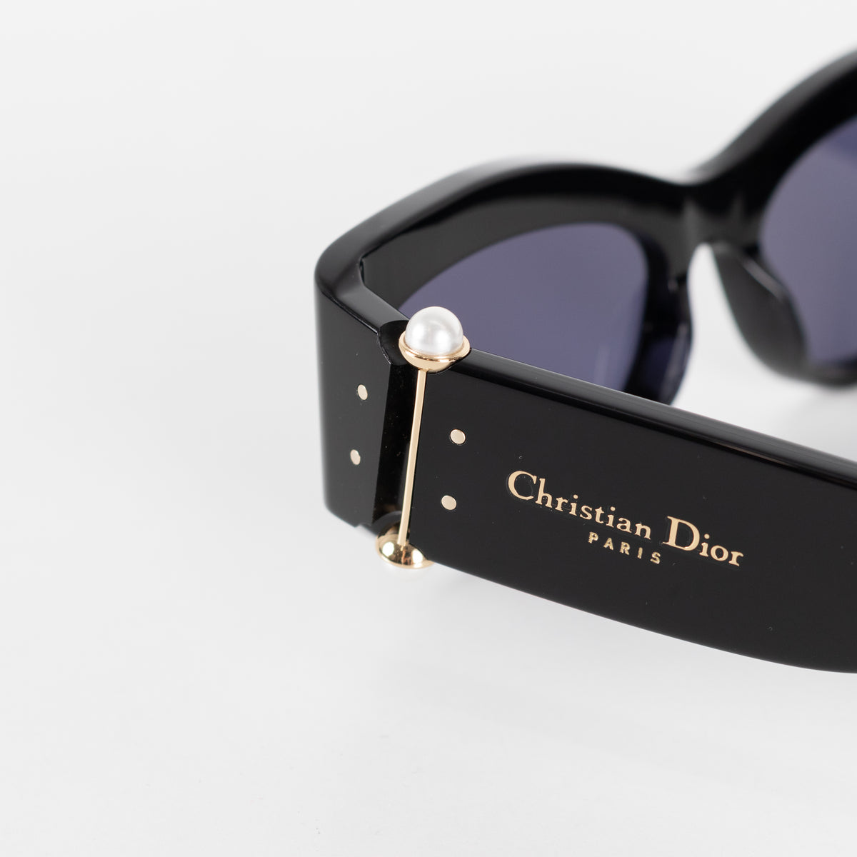 Christian Dior Black Faux Pearl Detail Sunglasses