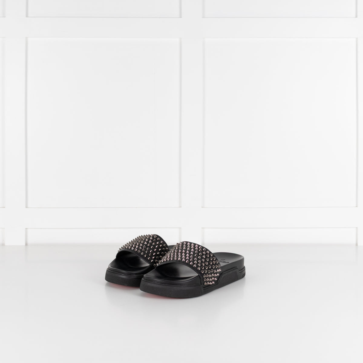 Christian Louboutin Black Studded Pool Fun Sliders