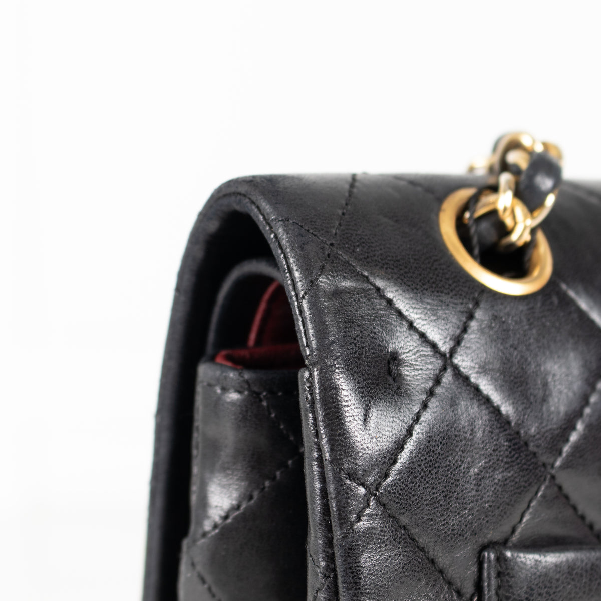 Chanel Black Lambskin Square Matelasse  Double Shoulder Bag